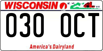 WI license plate 030OCT