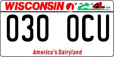 WI license plate 030OCU