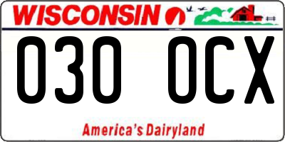 WI license plate 030OCX
