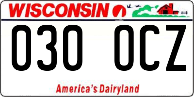 WI license plate 030OCZ