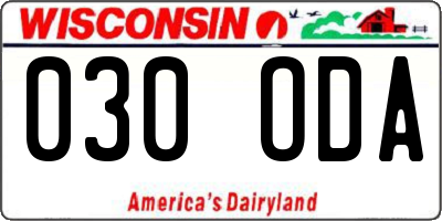 WI license plate 030ODA