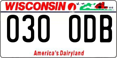 WI license plate 030ODB