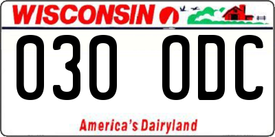 WI license plate 030ODC