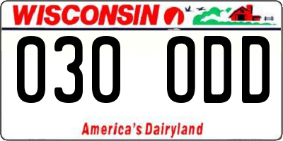 WI license plate 030ODD