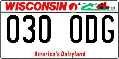 WI license plate 030ODG