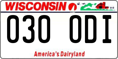 WI license plate 030ODI