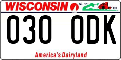 WI license plate 030ODK