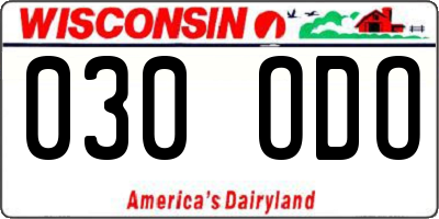 WI license plate 030ODO