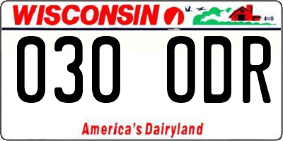 WI license plate 030ODR
