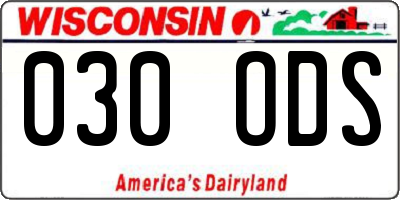WI license plate 030ODS