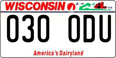 WI license plate 030ODU