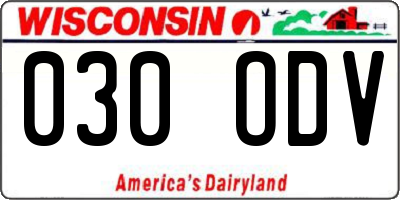 WI license plate 030ODV