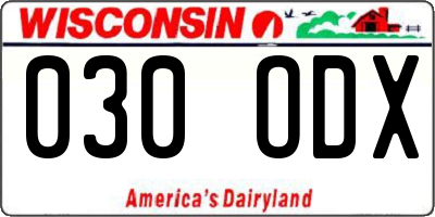 WI license plate 030ODX