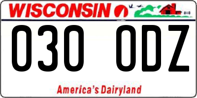 WI license plate 030ODZ