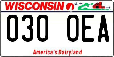 WI license plate 030OEA