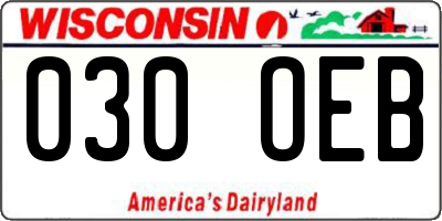 WI license plate 030OEB