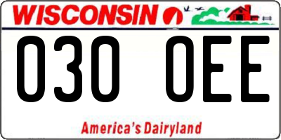 WI license plate 030OEE