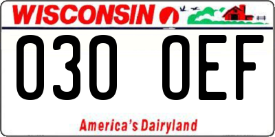 WI license plate 030OEF