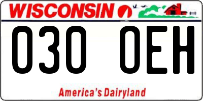 WI license plate 030OEH