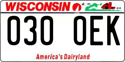 WI license plate 030OEK