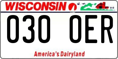 WI license plate 030OER