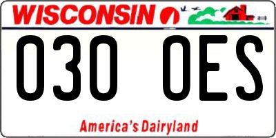 WI license plate 030OES