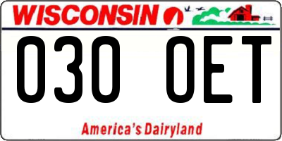 WI license plate 030OET