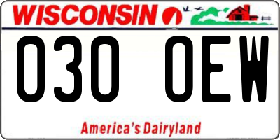 WI license plate 030OEW