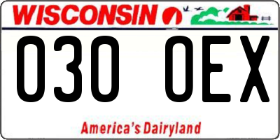 WI license plate 030OEX