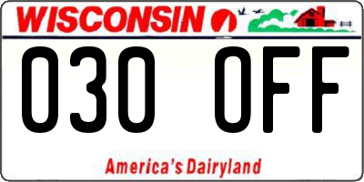 WI license plate 030OFF