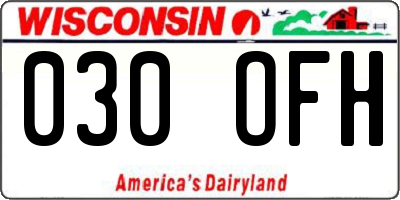 WI license plate 030OFH