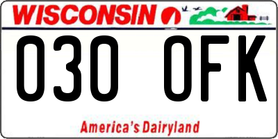 WI license plate 030OFK