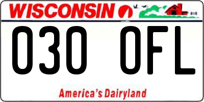 WI license plate 030OFL