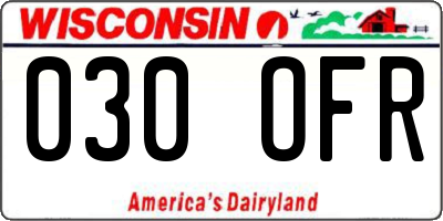 WI license plate 030OFR