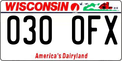 WI license plate 030OFX