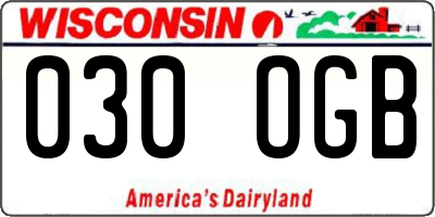 WI license plate 030OGB