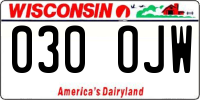 WI license plate 030OJW