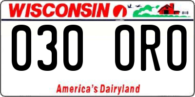 WI license plate 030ORO