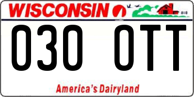 WI license plate 030OTT