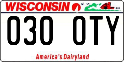 WI license plate 030OTY