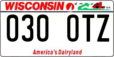WI license plate 030OTZ