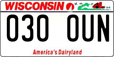 WI license plate 030OUN