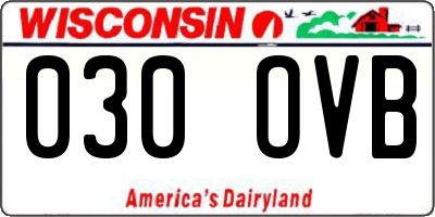 WI license plate 030OVB