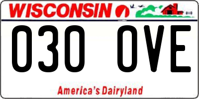 WI license plate 030OVE