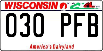 WI license plate 030PFB