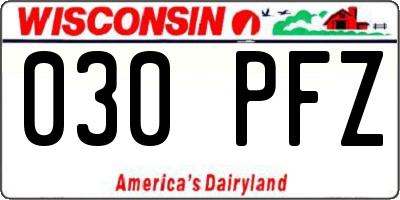 WI license plate 030PFZ