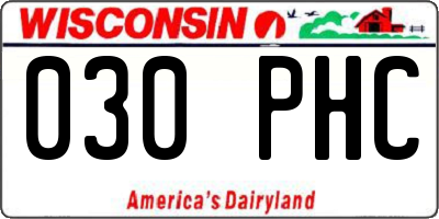 WI license plate 030PHC
