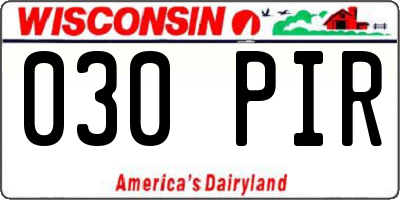 WI license plate 030PIR