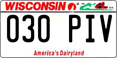 WI license plate 030PIV