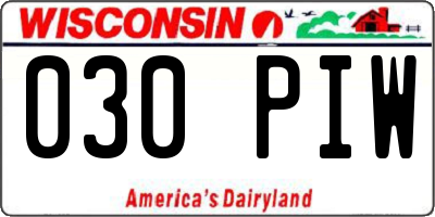 WI license plate 030PIW